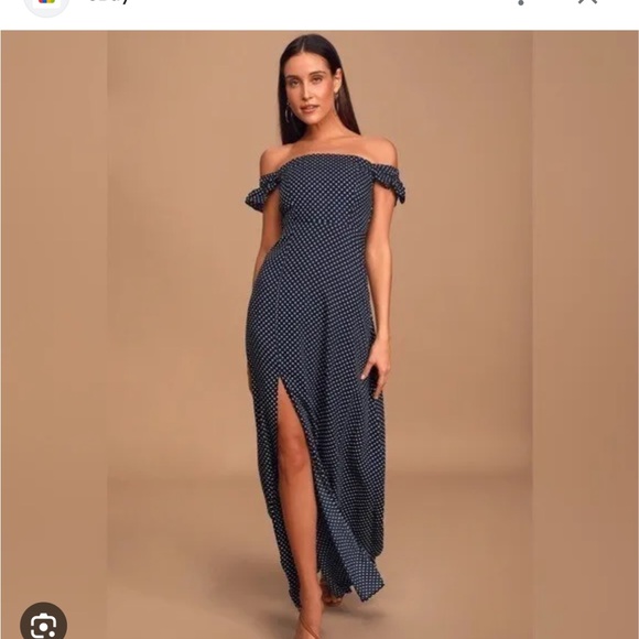 Lulus off shoulder navy maxi dress. NWOT - Picture 1 of 2